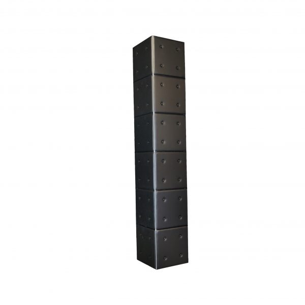 Pattern: Black Tuft Leather 
Size and Weight Varies; Freestanding up to 14’-5″H