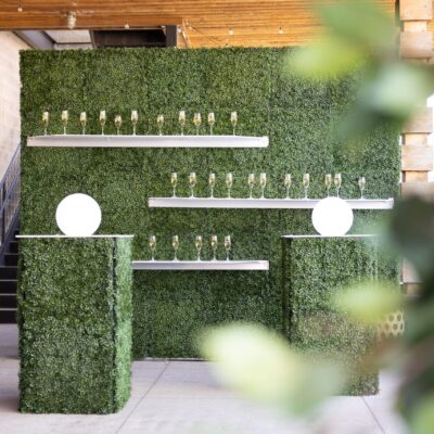 Quest-Events-Nashville-City-Winery-Wedding-Shoot-Cocktail-Hour-Style-Tyles-Hedge-Wall-Shelves-Highboys-Lighted-Spheres-min