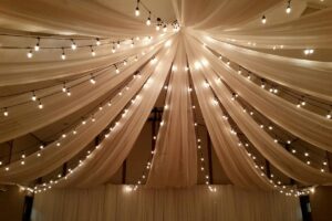 Quest Events Event Drapery Special Event Rentals Wedding Maypole Ceiling Treatment Specialty Drape Cafe Lights