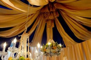 Quest Events Event Drapery Special Event Scenic Design Decor Chandeliers Specialty Drape Ceiling Treatment INSP Charlotte North Carolina