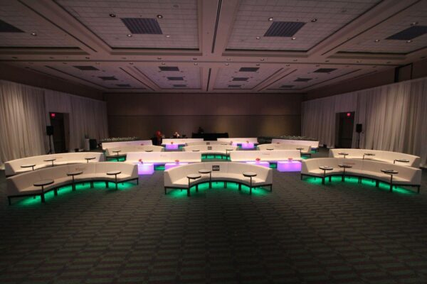 Quest Events Totally Mod Corporate Special Events Scenic Design Hotel Convention Conference Furnishings Custom Seating Tables Lighted
