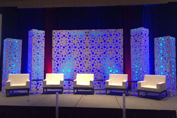 Quest Events Totally Mod Corporate Special Events Scenic Design Hotel Convention Conference Stage Set Style Tyles Interview Panel Seating Furnishings