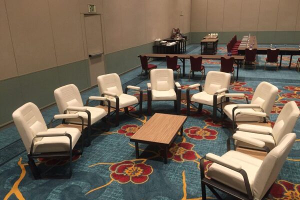 Quest Events Totally Mod Corporate Special Events Scenic Design Lounge Hotel Convention Conference Furnishings Session Seating Tables