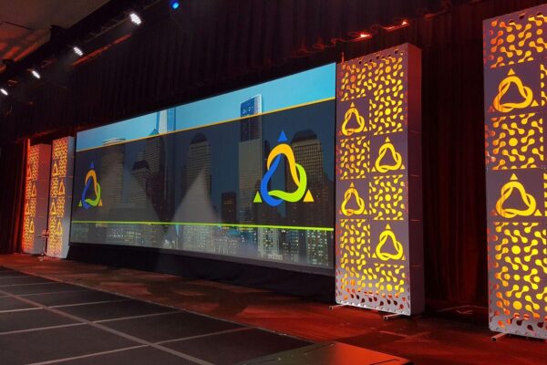 Quest Events Totally Mod Corporate Special Events Set Staging Scenic Design Hotel Conference Convention Center Cocktail Hour Cut Out Style Tyles Walls