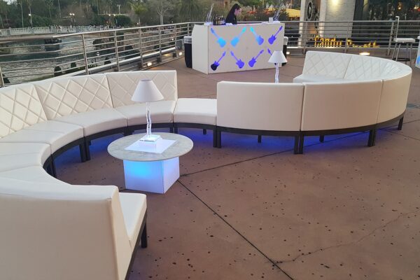 TOTALLY Mod Quest Events Soft Seating Configuration Inverted S outdoor illum short table Event3