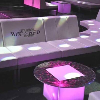 new orleans wine food branded furniture event rentals quest events soft seating leather white customized