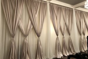 quest events drape wedding reception ivory sheer champagne satin layering