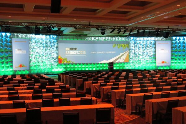 2015 Nexus Bridges Conference Forum Scenic FormSet Stage Backdrop Quest Event Rental Video Mapping