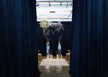 Austin Quest Event Rentals Navy Velour Drape Rental Wedding Ceremony Backdrop Perimeter Sponsorship