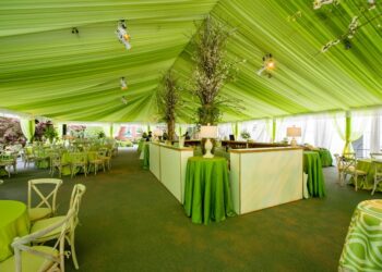 Ceiling social wedding lime green sheer tent 2