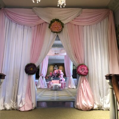 Pink and White Satin Entrance