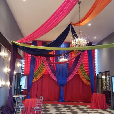 Purple Blue Green and Orange Ceiling Swags 002