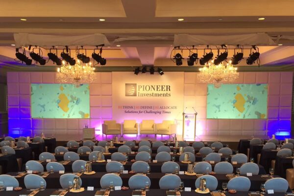 Quest Events Formset Furniture Lectern Podium Uplight Corporate Event Pioneer Investments Boston