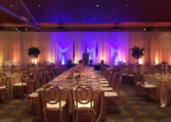 Quest Events Pipe Drape Uplight Corporate Event Sheer 1