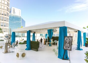 Quest Events Tent Drape Miami turquoise outdoor rental ceiling drape 1