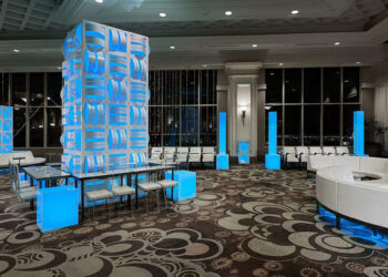 Quest Events Totally Mod Corporate Special Events Scenic Design Hotel Conference Convention Center Cocktail Hour Cut Out Style Tyles Columns 1