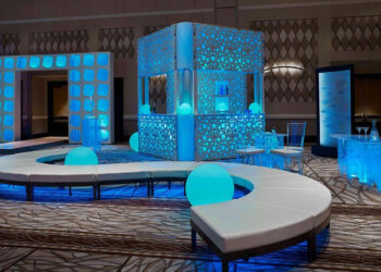 Quest Events Totally Mod Corporate Special Events Scenic Design Hotel Conference Convention Center Cocktail Hour Cut Out Style Tyles Walls Bars Entrances