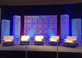 Quest Events Totally Mod Corporate Special Events Scenic Design Hotel Convention Conference Stage Set Style Tyles Interview Panel Seating Furnishings