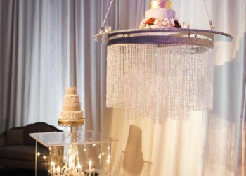 Quest Events Visual Elements Nashville Tennessee Special Events Wedding Reception Seating Beaded Chandeliers Drape Acrylic Pedestal Side Table