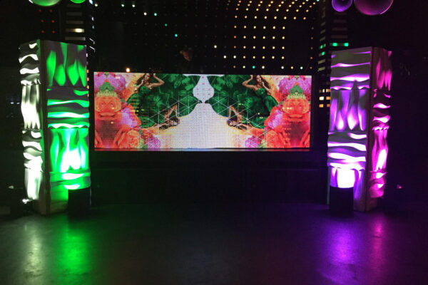 Tropical theme Formset stage backdrop column ripples quest events rental
