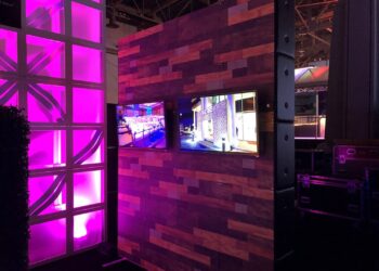 style tyles printed wood freestanding wall monitor display quest events rental