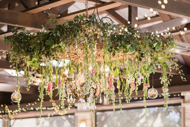 Floral Dripping from Exposed Beams in Ceiling