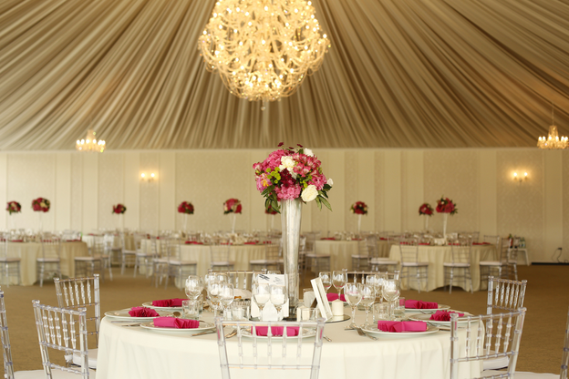 Wedding marquee with chandelier