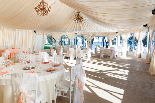 Summer tent decorated with drape